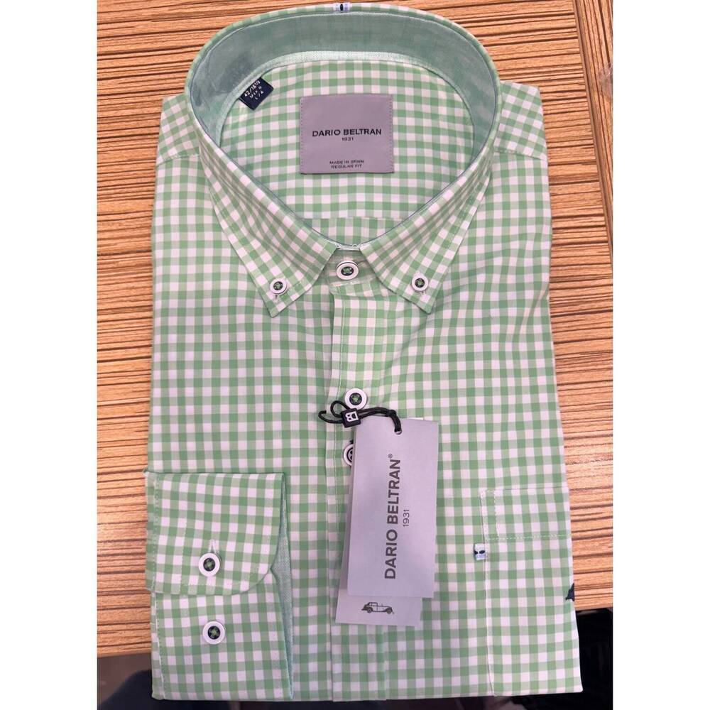 NEW DARIO BELTRAN men's arouna long sleeve regular fit shirt in green